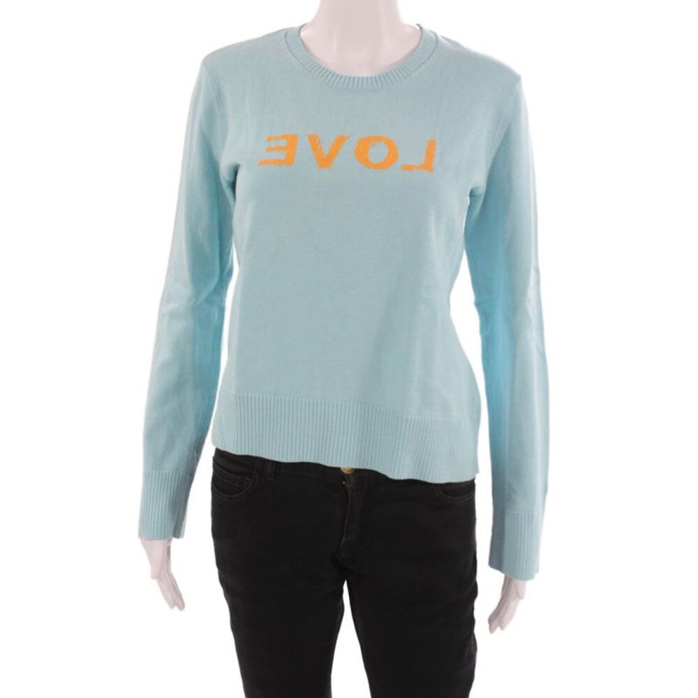 Kerri Rosenthal Women Pullover Light Blue Graphic Cotton Long Sleeve Size S